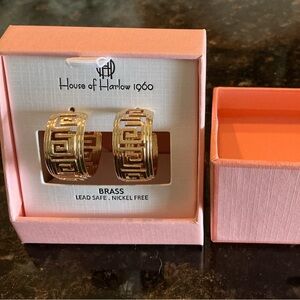 House of Harlow 1960 Brass and Black Geometric Earrings